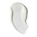 Textur der Aha Enzyme Body Lotion, weißes Creme-Swatch auf weißem Hintergrund, Hautpflege