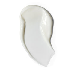 Texture of Aha Enzyme Body Lotion, white cream swatch on white background, skin care