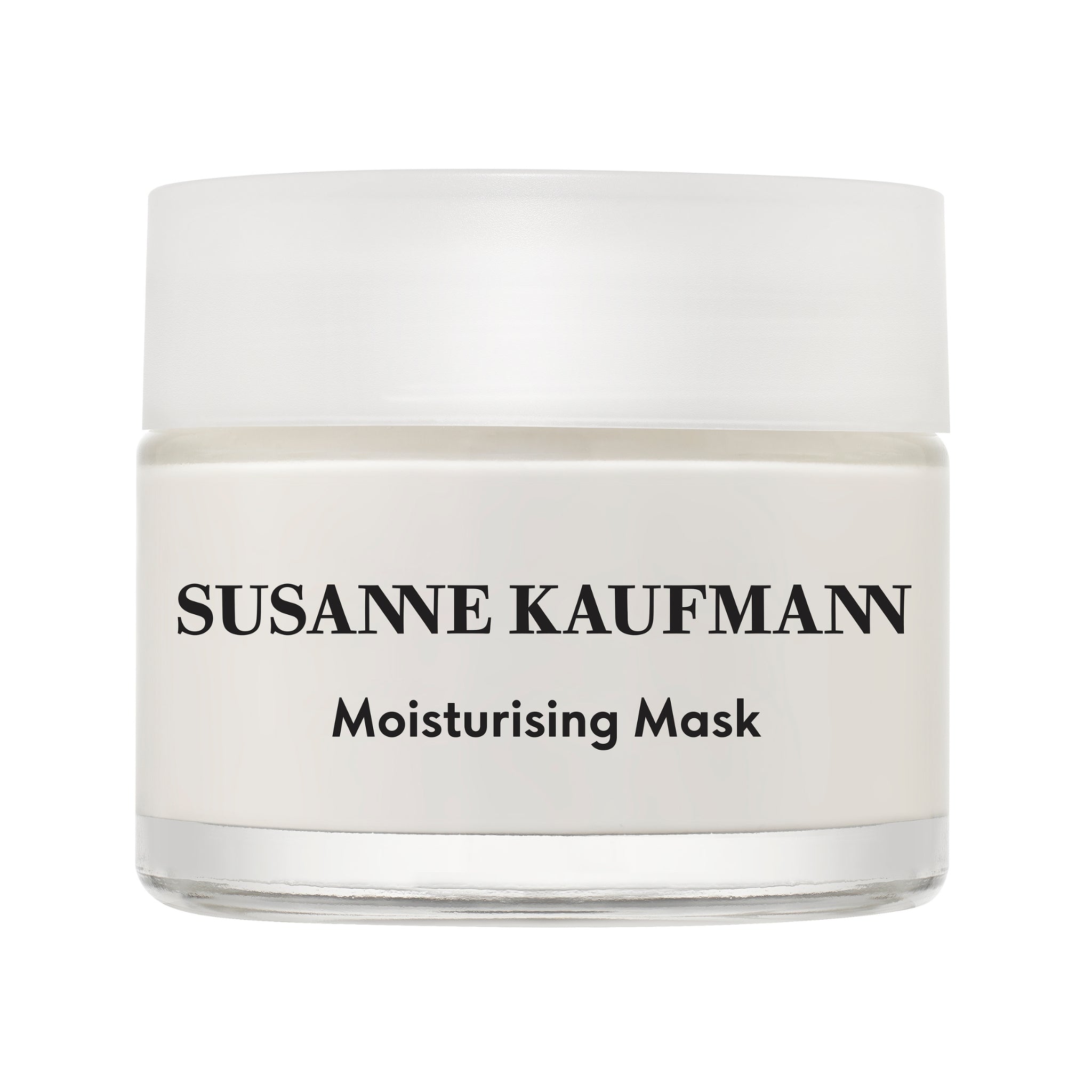 Susanne Kaufmann Moisturising Mask im Glastiegel vor weißem Hintergrund, Hautpflege