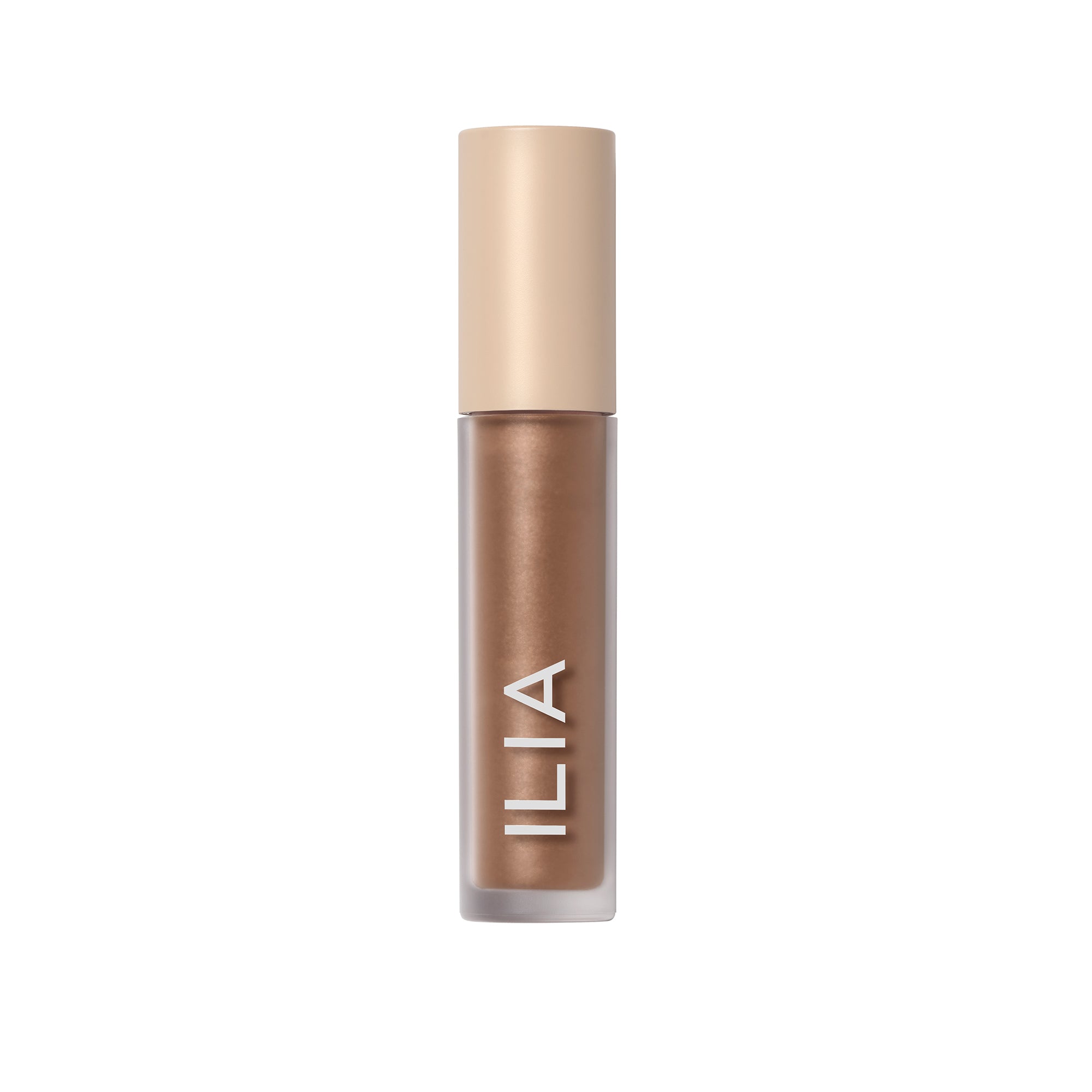 ILIA Liquid Powder Chromatic Eye Tint in braun mit beigem Verschluss auf weißem Hintergrund, Augen MAKEUP