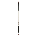 ILIA Angled Line + Smudge Brush with white handle and silver ferrules on a white background, makeup brush.