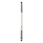 ILIA Angled Line + Smudge Brush with white handle and silver ferrules on a white background, makeup brush.