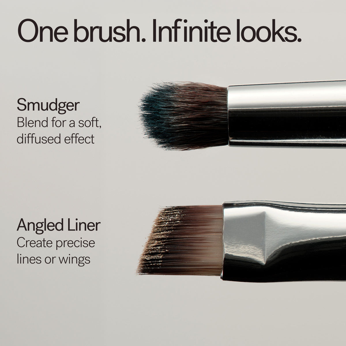 Angled Line + Smudge Brush featuring dual brush heads on a light background for precise eye makeup.