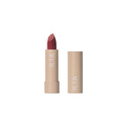ILIA Color Block High Impact Lipstick in beiger Tube mit rotem Lippenstift auf weißem Hintergrund, Make-up
