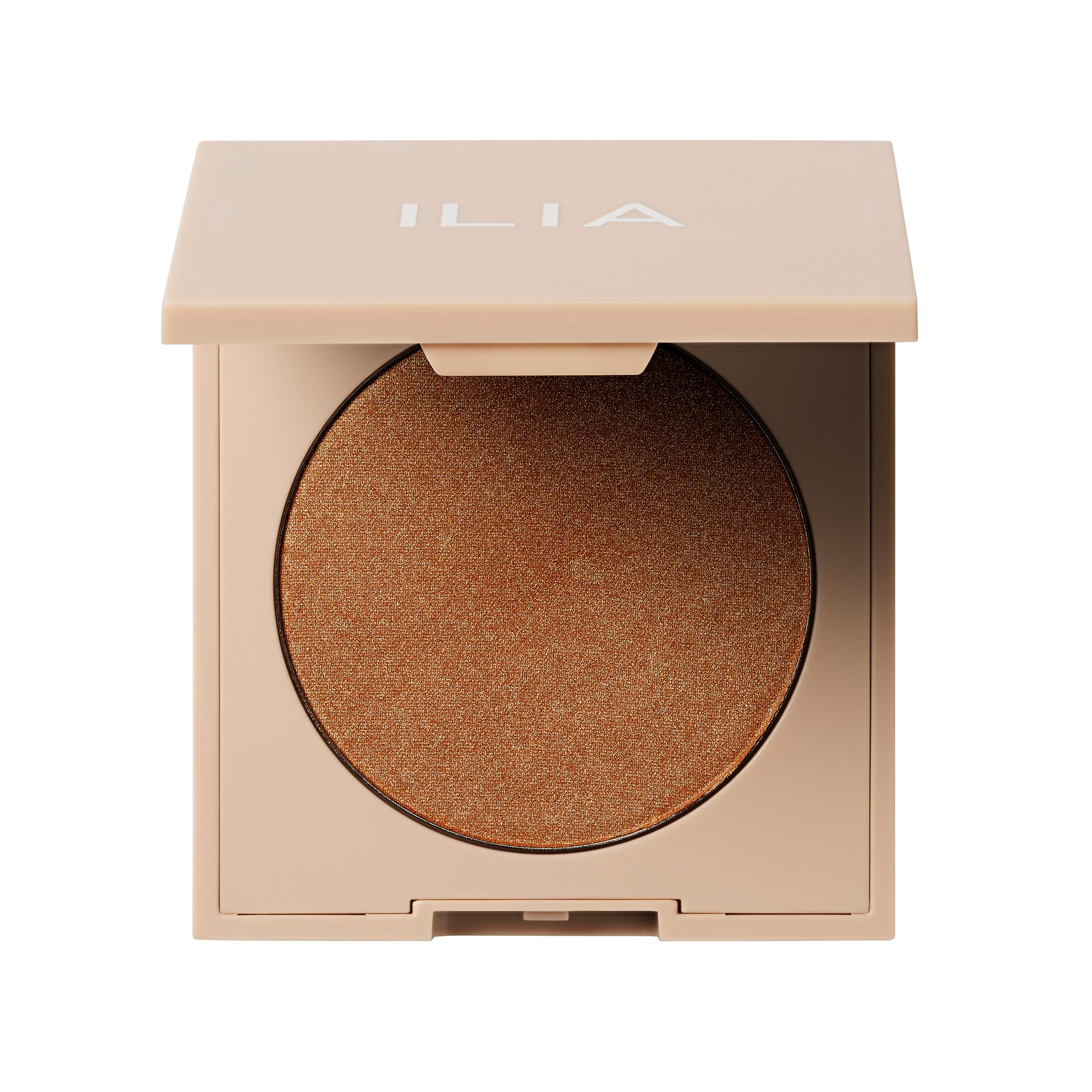 ILIA Daylite Highlighting Powder Showdown in beigem Kompaktgehäuse auf weißem Hintergrund, Highlighter