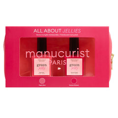 Manucurist All About Jellies Kit featuring two pink nail polish bottles in a pink box, nail care.