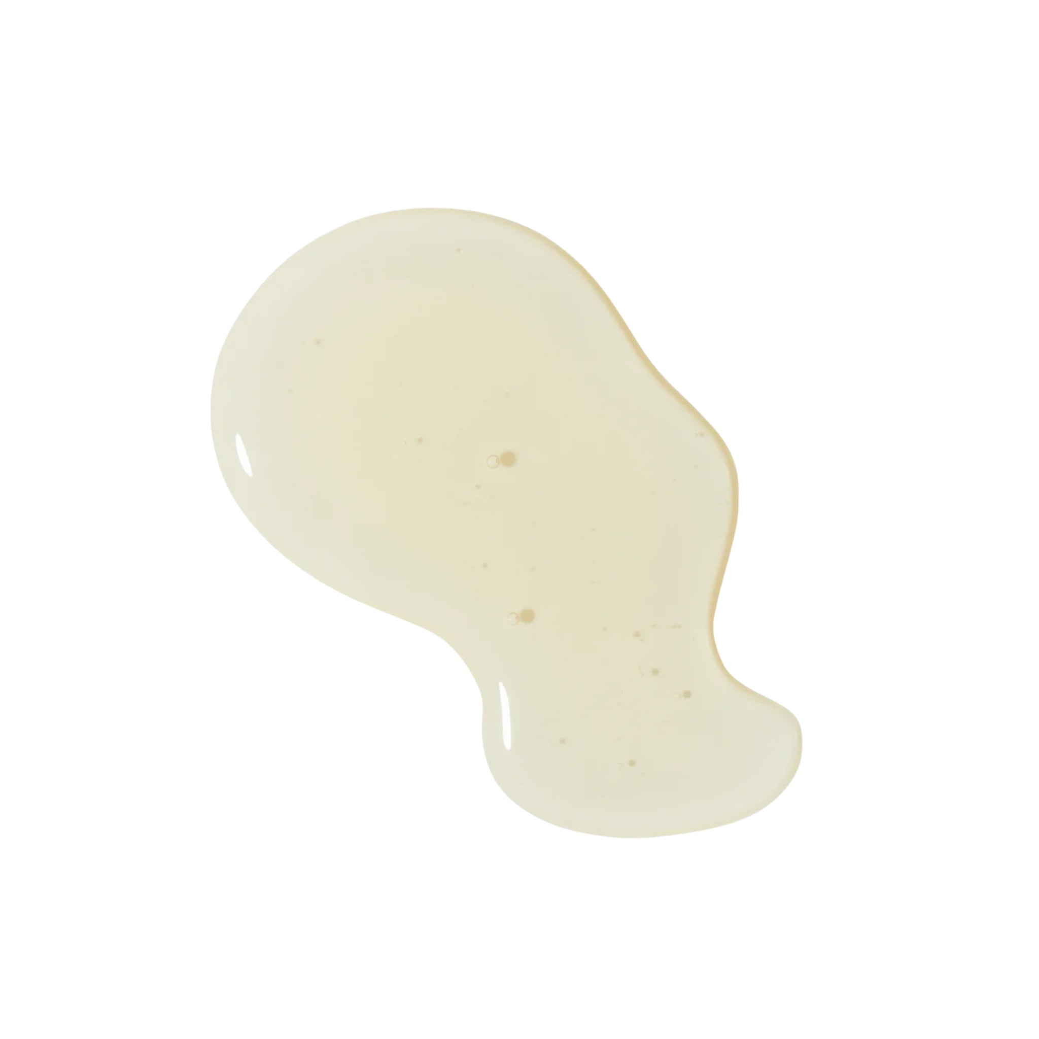 Texture of Klärendes Reinigungsgel as a light yellow drop on a white background, skin care