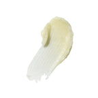 Close-up of a creamy, off-white Lip Balm texture on a white background for lip care.