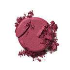 Soft Focus Blurring Blush in berry red, broken compact powder on white background, makeup