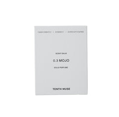 Tenth Muse 0.3 Mojo Solid Perfume, white cardboard packaging against a white background.