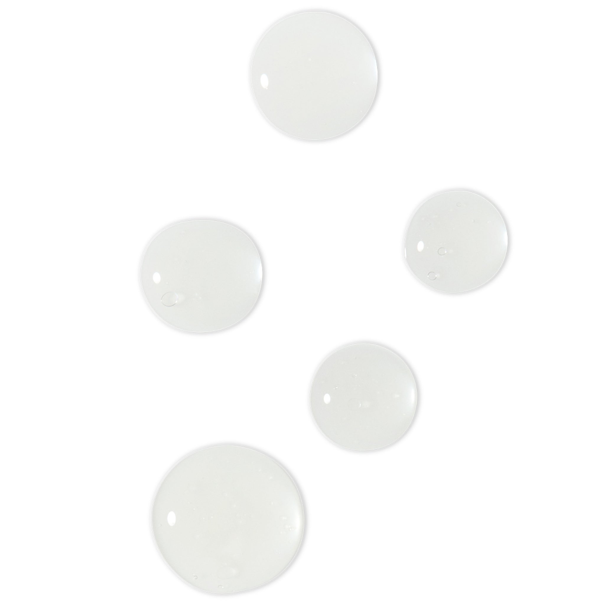 Clear drops of Ectoin Repair Serum on a white background, skin care.