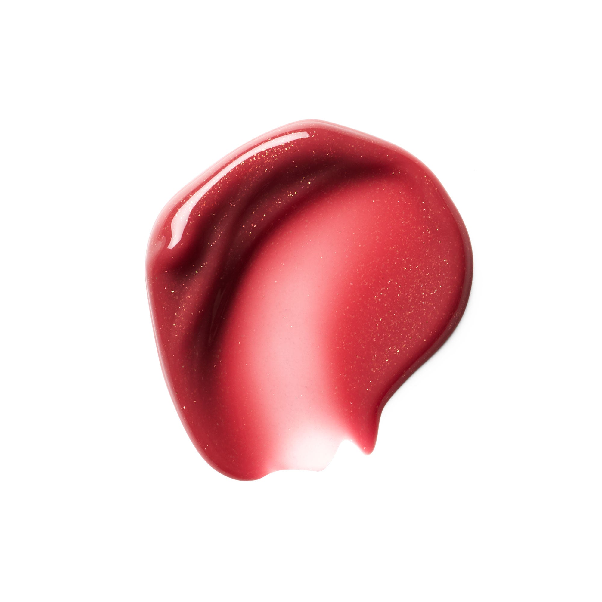 Overglaze Hydrating Lip Gloss roter Glanz-Swatch auf weißem Hintergrund, Lippenpflege