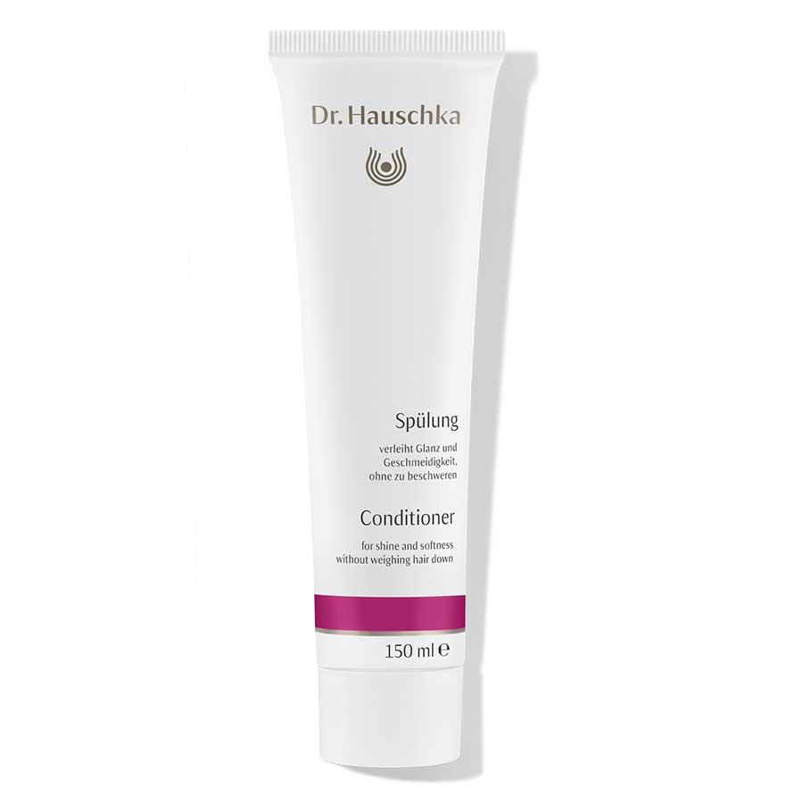 Dr. Hauschka Spülung – weiße Tube 150ml, lila Akzent, weißer Hintergrund – Haarpflege