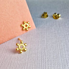 Mexico Matt Finish Aztec Sun Stud Earrings Gold