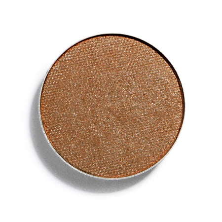 Magnetischer Lidschatten-Nachfüller – goldbrauner Glitzer, silberner Rand, weißer Hintergrund – Augen-Make-up