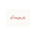 Postkarte Amour – cream card with red script, white background – gift card