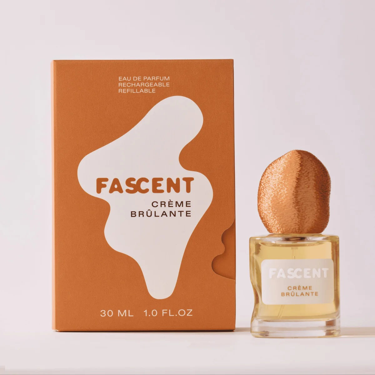 Fascent Crème Brûlante Eau de Parfum – 30ml Glasflakon mit goldfarbenem Sprühkopf, orangefarbener Verpackung – Parfüm