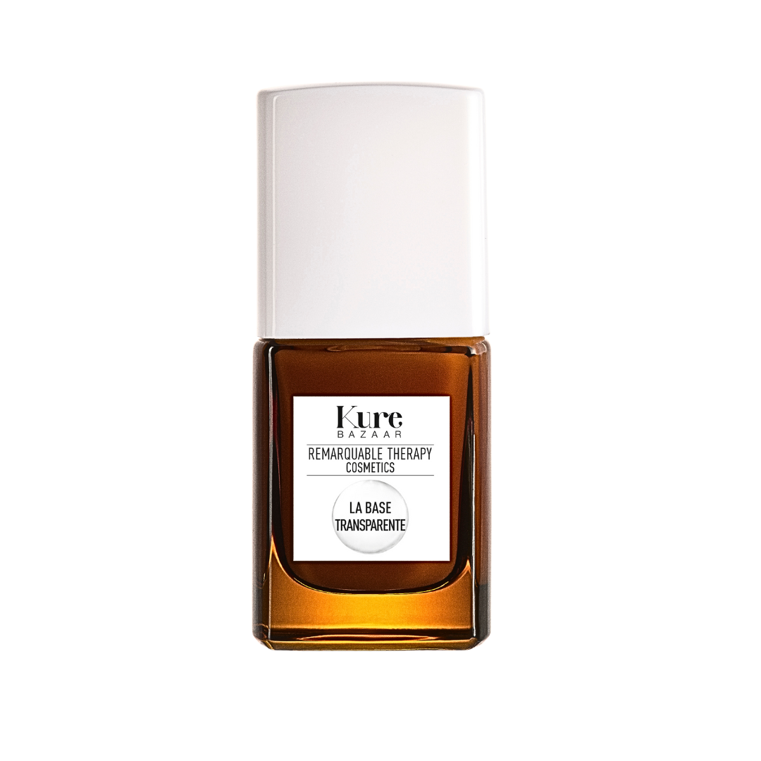 Kure Bazaar Remarquable Therapy Protective Base Coat – braunes Glasfläschchen, weißer Deckel, weißer Hintergrund – Nagelpflege