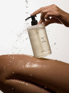 Salt & Stone Neroli & Basil Body Wash – clear bottle 450ml, black pump, white background – body care