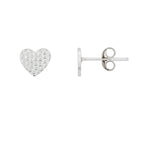 Thailand Silber Herz Ohrstecker – glänzend, gehämmert, weißer Hintergrund – Schmuck