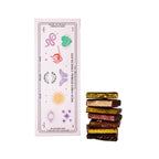 Osmic Delater High-Vibes Herbal Chocolate – pink packaging 140g, 7 varieties, white background – vegan chocolate