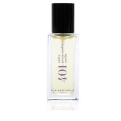 Bon Parfumeur 401 Cedar – klares Glasfläschchen mit schwarzem Verschluss, weißem Hintergrund – Parfüm
