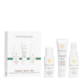 INNERSSENSE Hydrate Travel Trio – white bottles & tube 59ml, spray & pump caps, white background – hair care