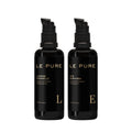 LE PURE E&L The Eye Set – two black pump bottles with gold lettering, white background – eye care