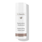 Dr. Hauschka Regeneration Handbalsam – weißer Tube mit braunem Band, weißem Hintergrund – Handpflege
