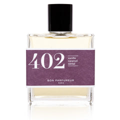 Bon Parfumeur 402 Vanille – klares Glasfläschchen 100ml, schwarzer Deckel, weißer Hintergrund – Parfüm