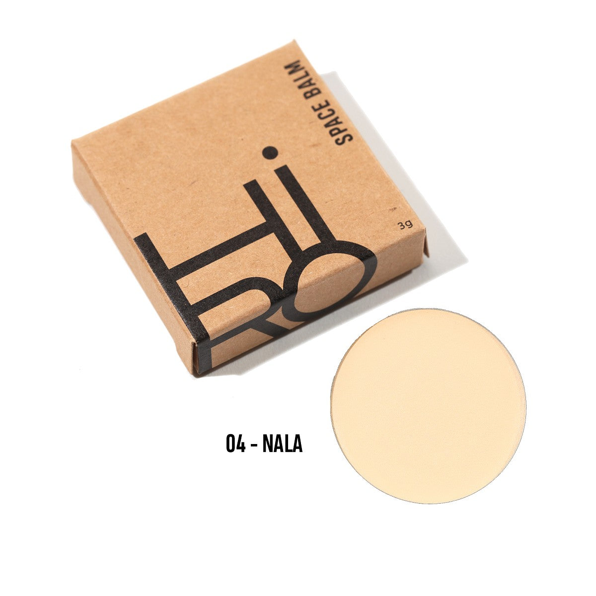 Out of Space Balm #04 Nala Refill – braune Kartonverpackung 3g, beige Balsam, weißer Hintergrund – Gesichtspflege