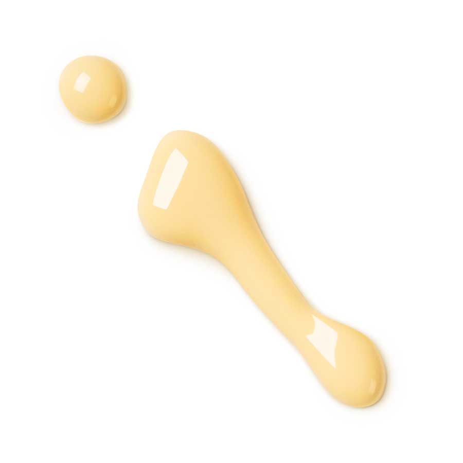 Soothing Day Fluid – creamy texture, pale yellow liquid on white background – skin care