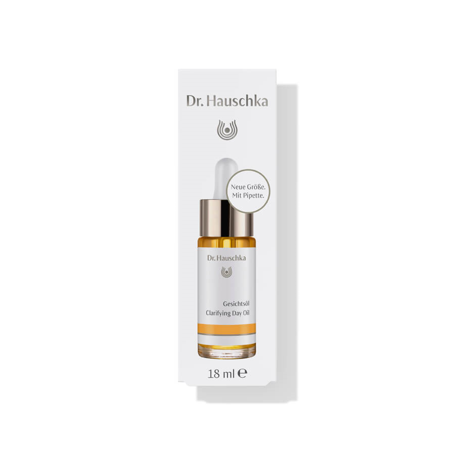 Dr. Hauschka Gesichtsöl – klares Glasfläschchen 18ml mit Pipette, weißer Hintergrund – Hautpflege