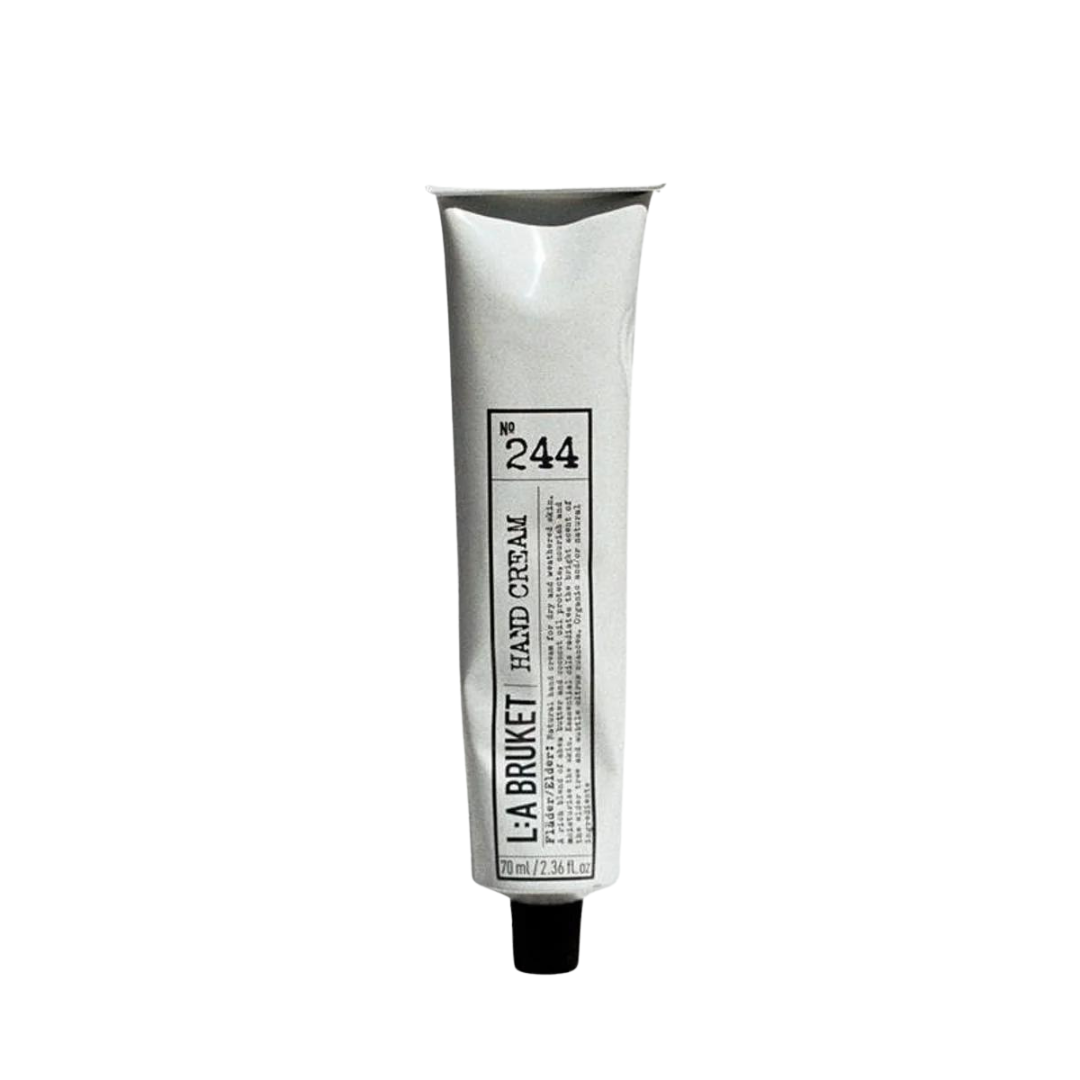 L:A BRUKET Handcreme Nr. 244 Holunder – weiße Tube 70ml, schwarzer Verschluss, weißer Hintergrund – Handpflege