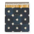 Navy Star Tile Luxury Matches – dark blue box with star pattern, white background – decor