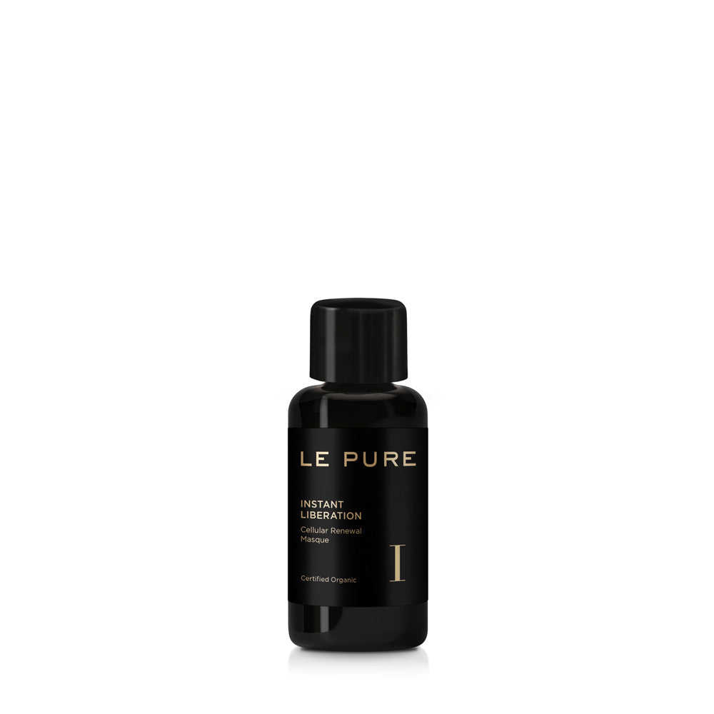 LE PURE Instant Liberation – schwarze Flasche 30ml, schwarzer Deckel, weißer Hintergrund – Hautpflege