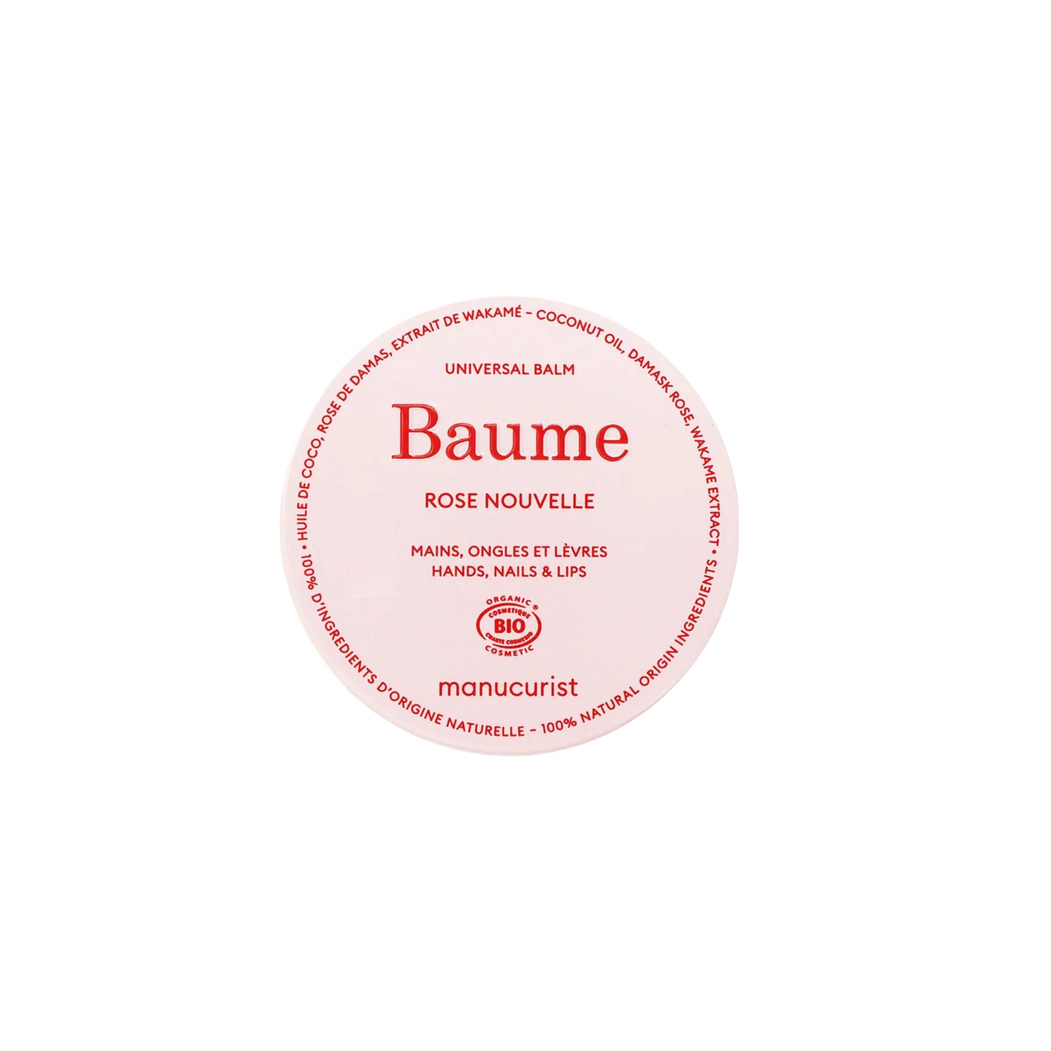 Manucurist Baume Rose Nouvelle im Tiegel mit rosa Deckel auf weißem Hintergrund, Hautpflege