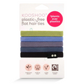KOO SHOO plastic-free flat hair ties Sea to Sky – white cardboard pack, 5 pcs, green-blue-black – hair care