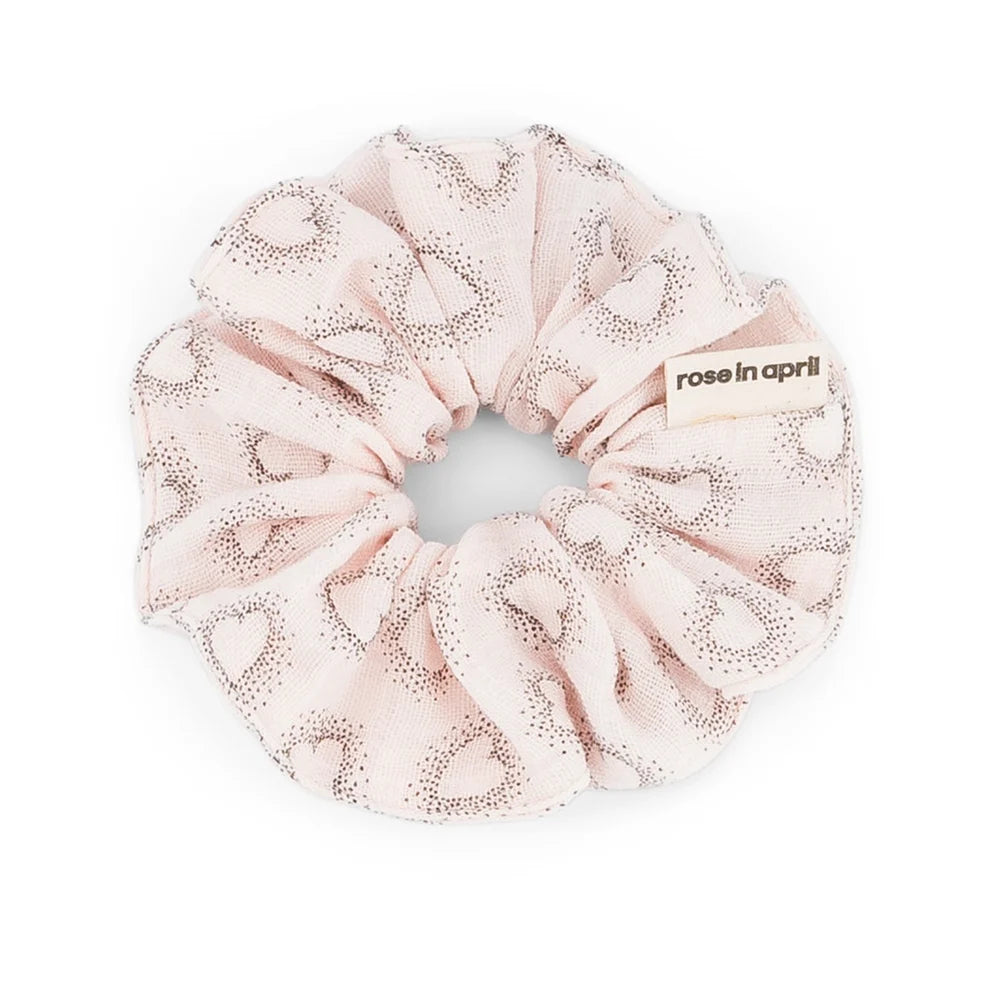 Scrunchie Dotted Heart Light Pink