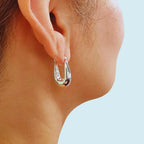 Silver Drop Saddle Hoop Earrings