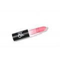 Lipstick Poof – black lipstick tube with clear cap, pink bullet, white background – lip care