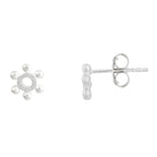 Mexico Matt Finish Aztec Sun Stud Earrings Silver