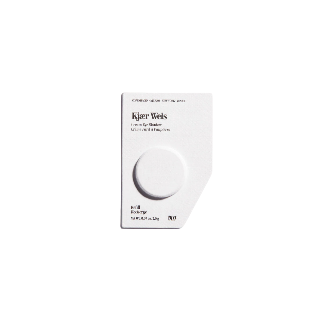 Kjaer Weis Cream Eye Shadow Amethyst Refill – weißes Rechteck 2,0 g, runder Deckel, weißer Hintergrund – Augenmake-up