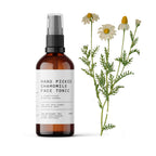 The Witchery CPH Hand Picked Chamomile Face Tonic, braune Sprühflasche, auf weißem Hintergrund, Hautpflege.