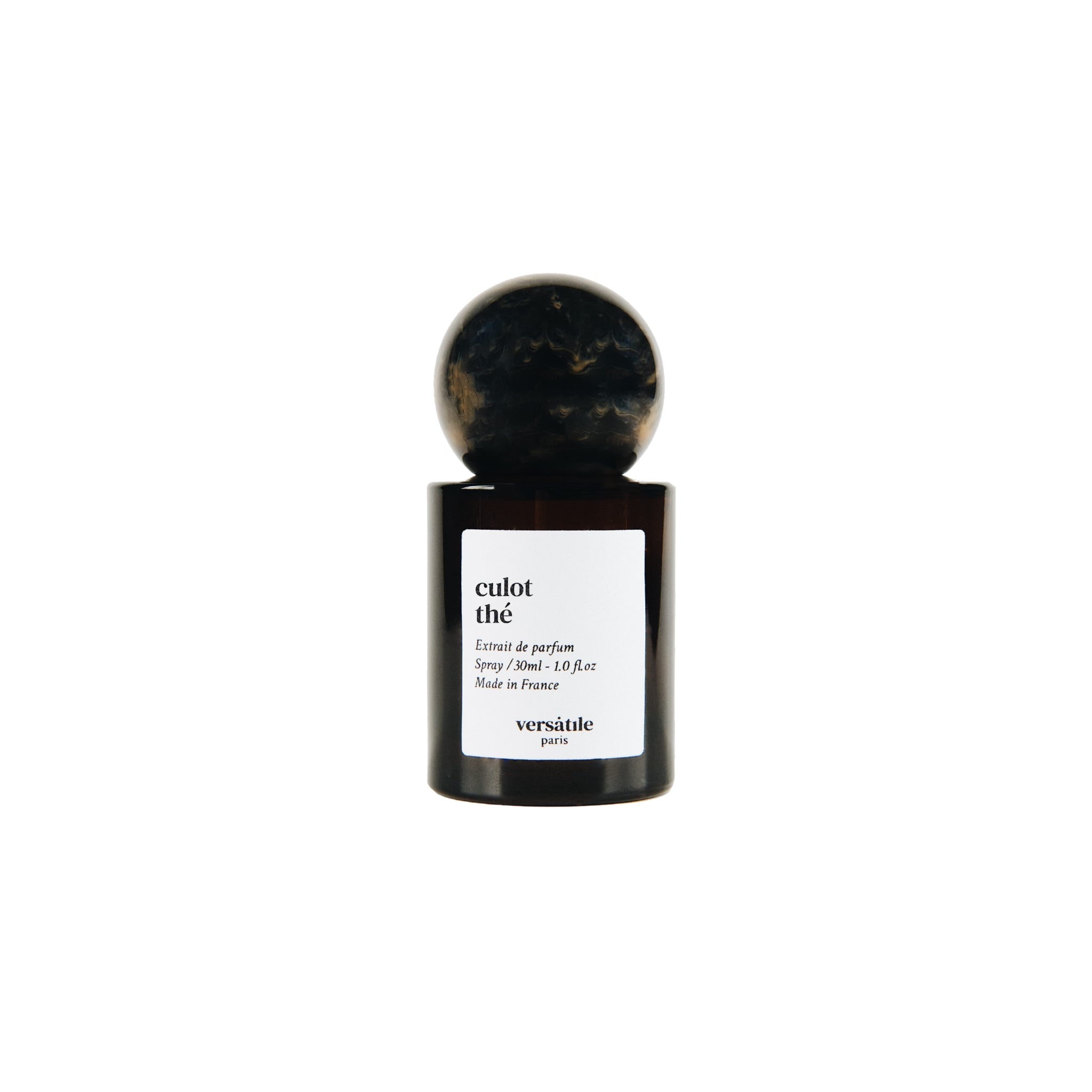 Culot Thé Extrait de Parfum 30ml in dunkelbrauner Flasche mit rundem Verschluss auf weißem Hintergrund, Parfüm