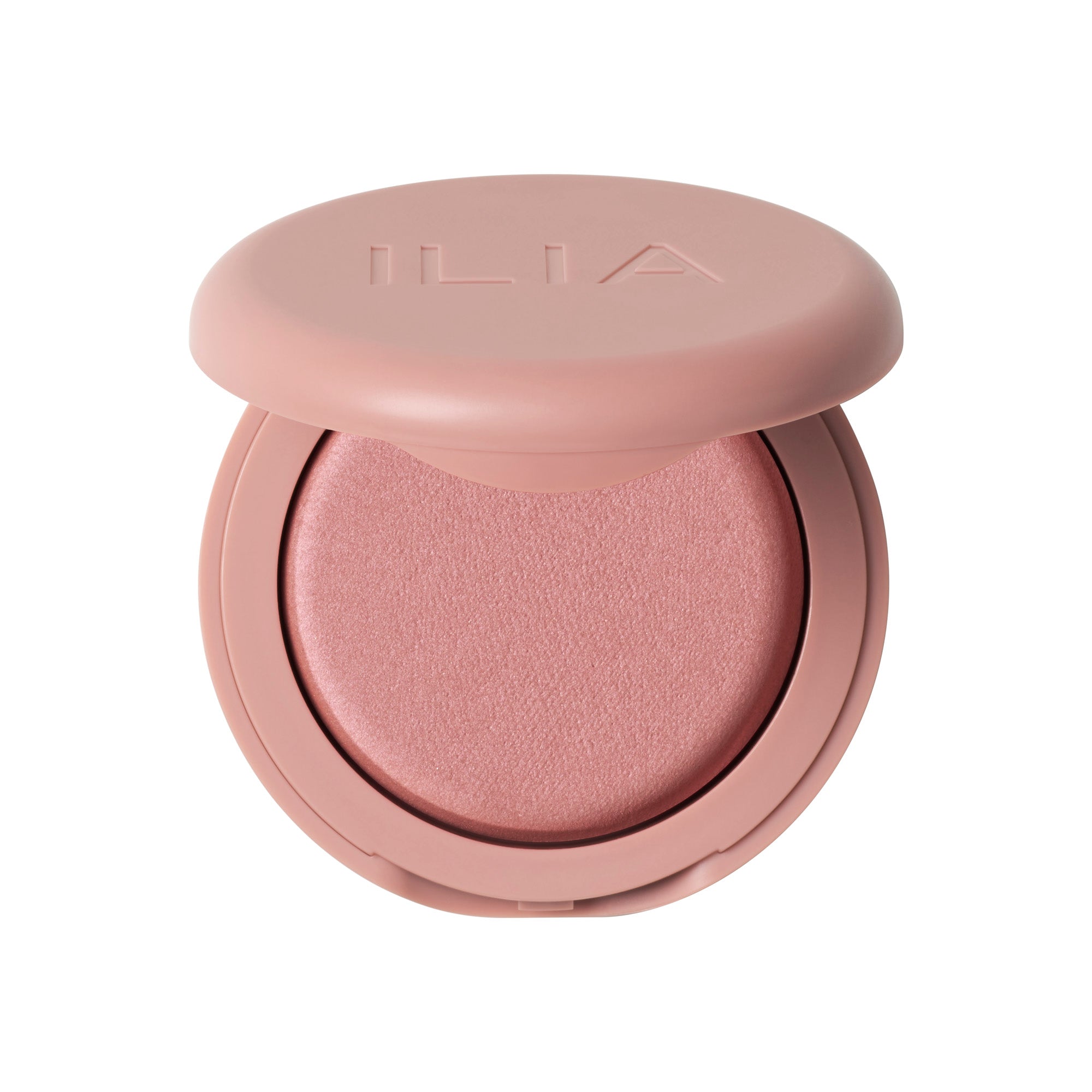 ILIA Soft Focus Blurring Blush – pink powder compact, open on white background – face powder