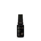 LE PURE Alpha Hair – schwarze Sprühflasche 30ml, schwarzer Verschluss, weißer Hintergrund – Haarpflege