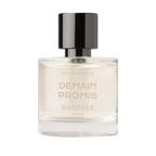 Demain Promis Eau de Parfum – clear glass bottle with black spray cap, white background – perfume