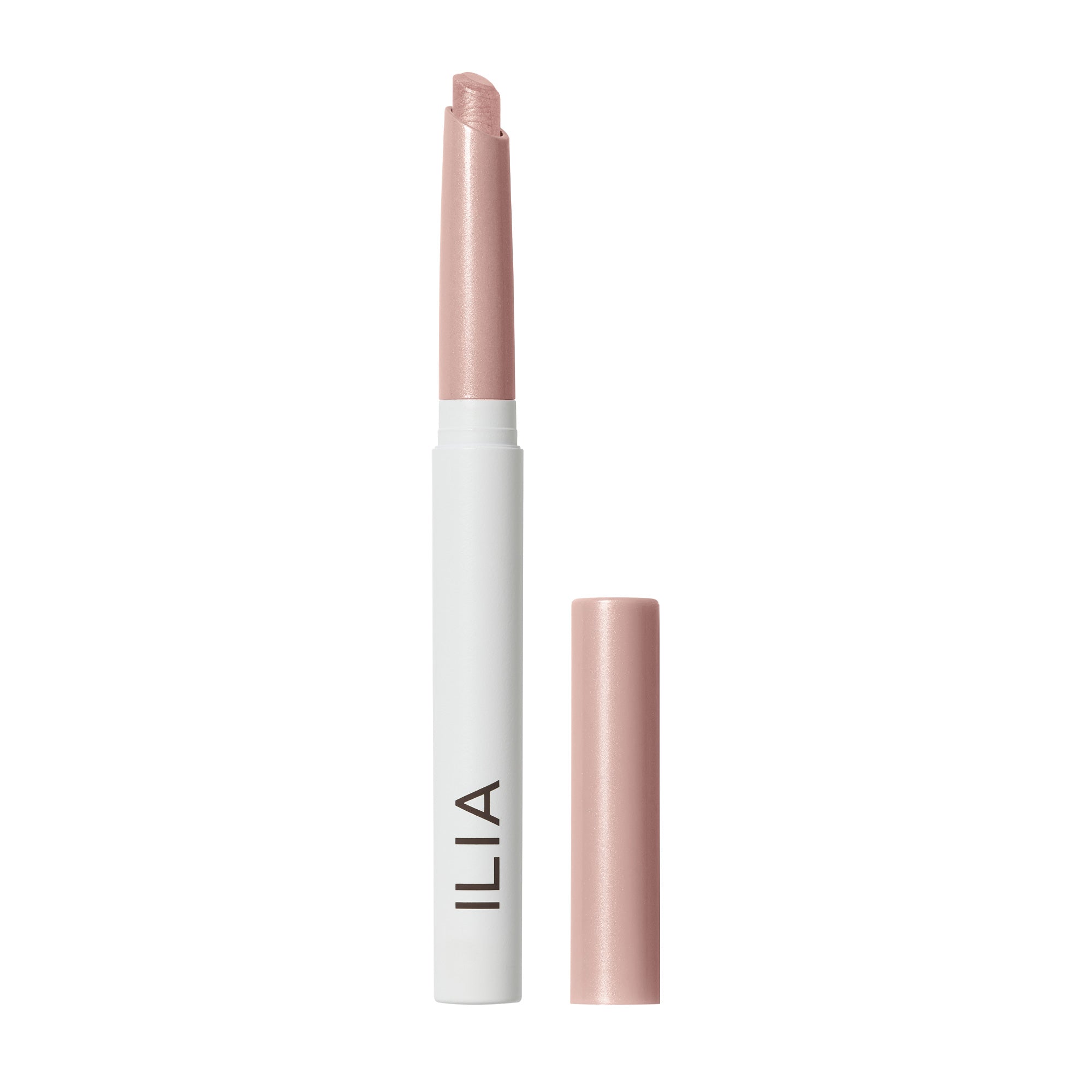 ILIA Eye Stylus Shimmer – roségoldener Stift in weißer Tube, roségoldener Deckel, weißer Hintergrund – Augenmakeup