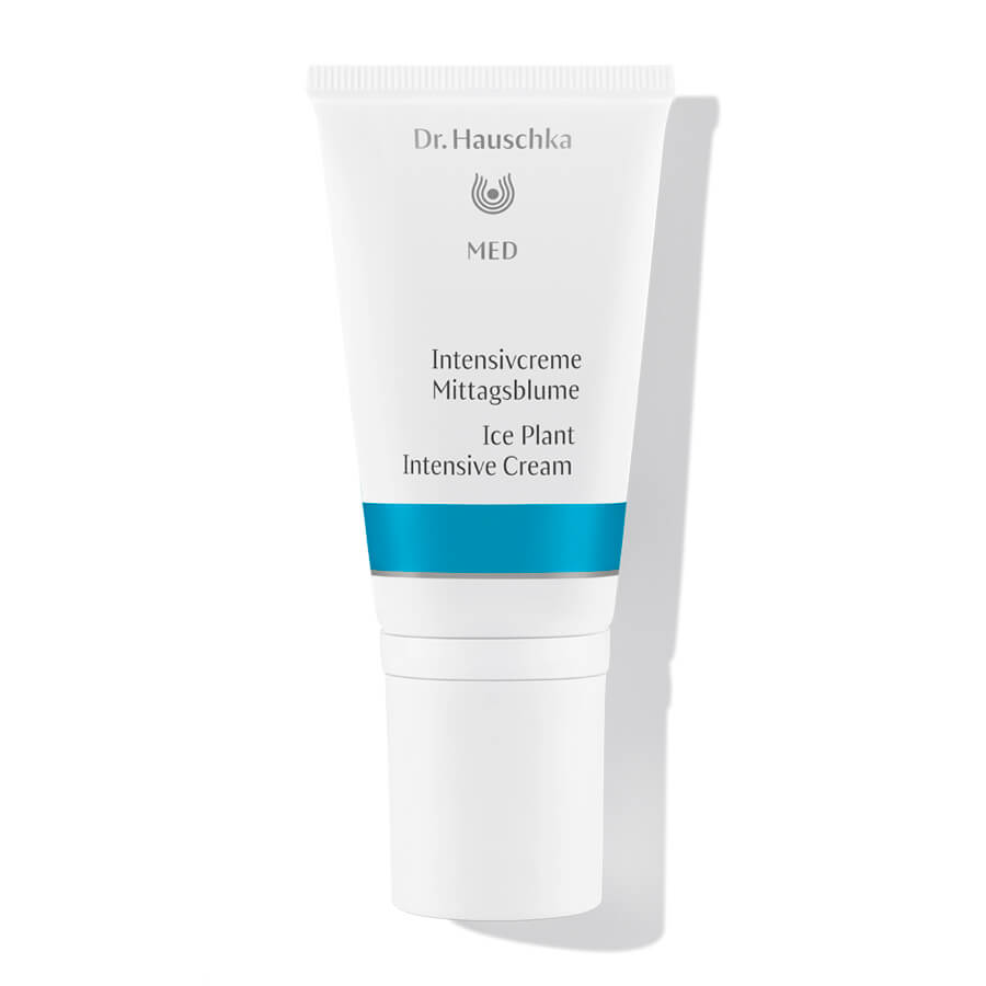 Dr. Hauschka MED Intensivcreme Mittagsblume – weiße Tube mit blauem Streifen, weißer Hintergrund – Hautpflege